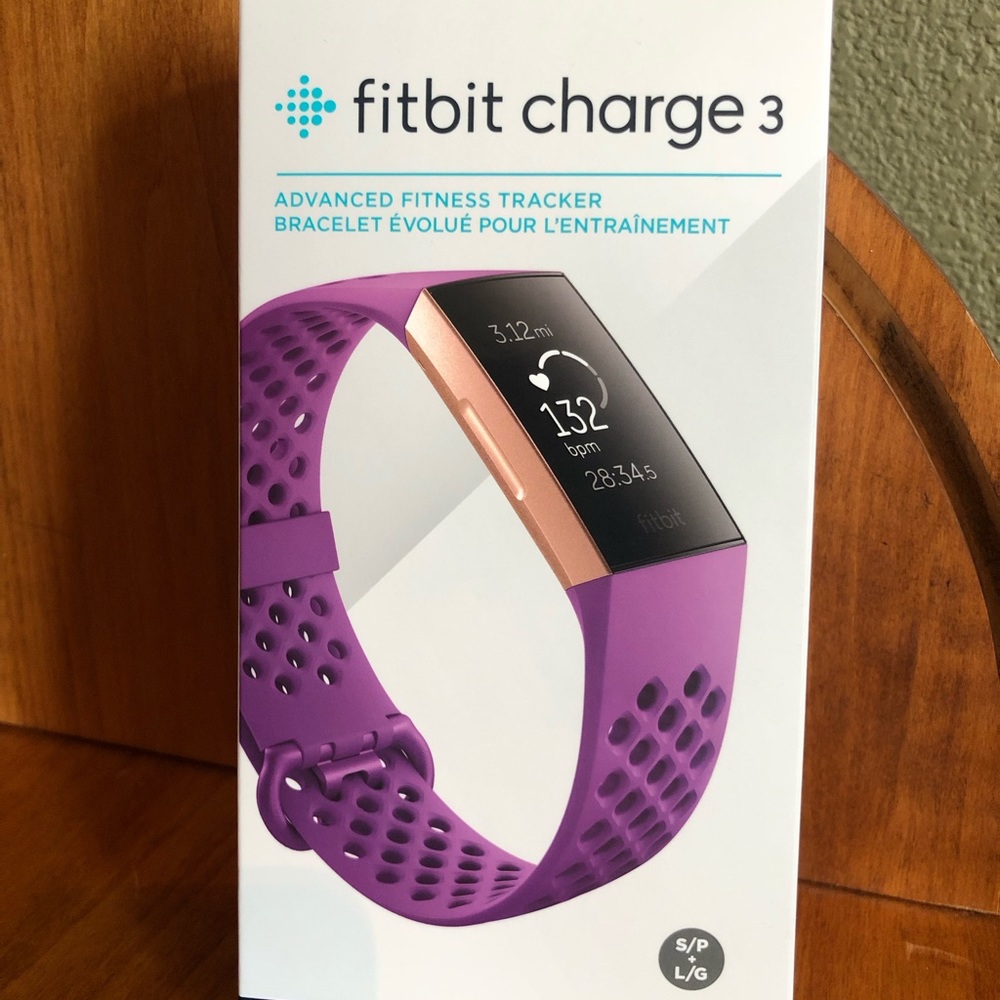 New In Box Fitbit Charge 3 Berry/Rose Gold advanced fitness tracker